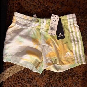 Adidas Yellow and Green Tie-Dye Shorts